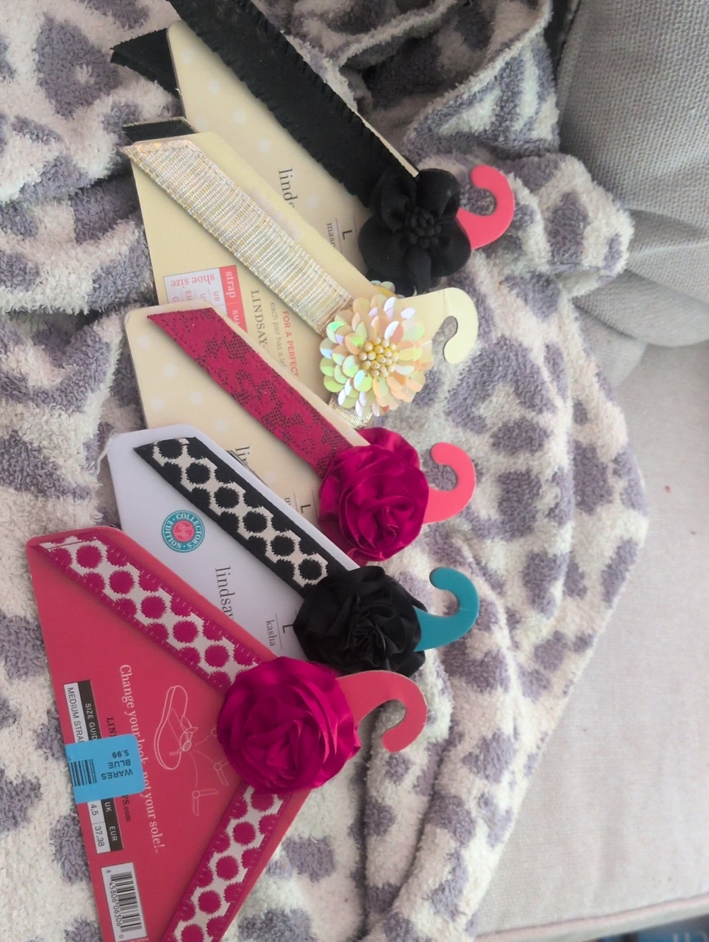 Lindsey Phillips Switchflops Straps Red Black Yellow Floral Embellishments Large